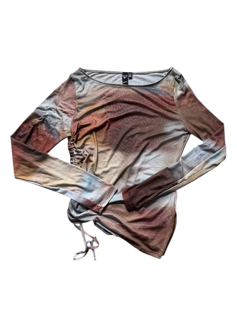 Windsor Sheer Tie-Side Multicolor Long Sleeve Top XL
